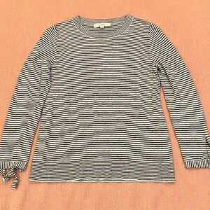 LOFT wool blend Black White Striped Knit Top wm’s medium